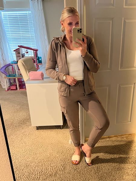 Cleaned up the house and then threw this set on to run some errands and take the kids to swim! Wearing a small in the joggers and jacket from target. Tank is a medium

#LTKxTarget #LTKfindsunder50 #LTKmidsize