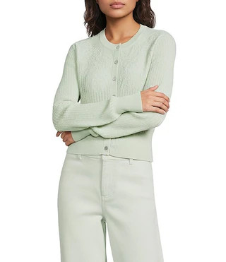 Delphine Embroidered Button Front Long Sleeve Cardigan | Dillard's