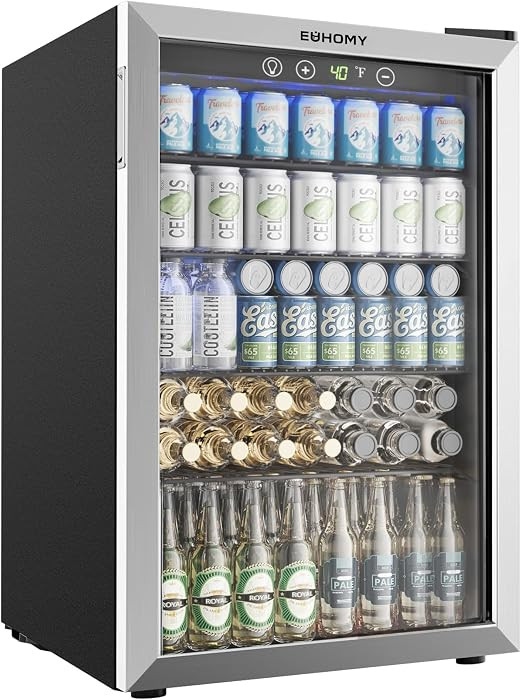 EUHOMY 145 Can Mini Fridge, 4.5 Cu.ft Beverage Refrigerator with Glass Door | Amazon (US)