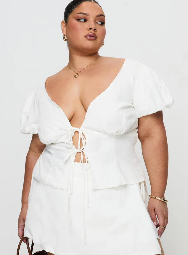 Wilhelmina Blouse Top White Curve | Princess Polly US
