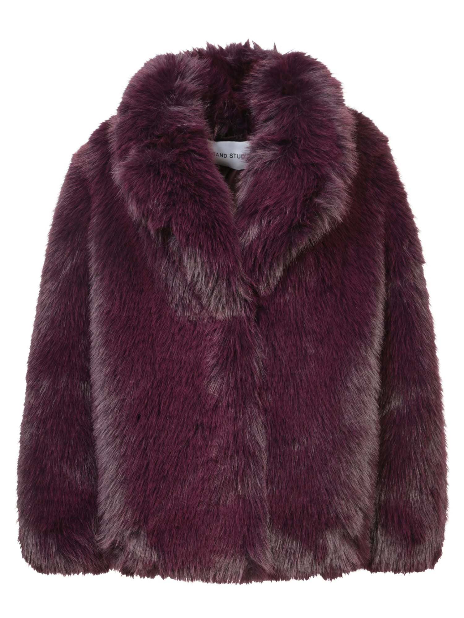STAND STUDIO Dark Plum Faux Fur Jacket | Italist.com US
