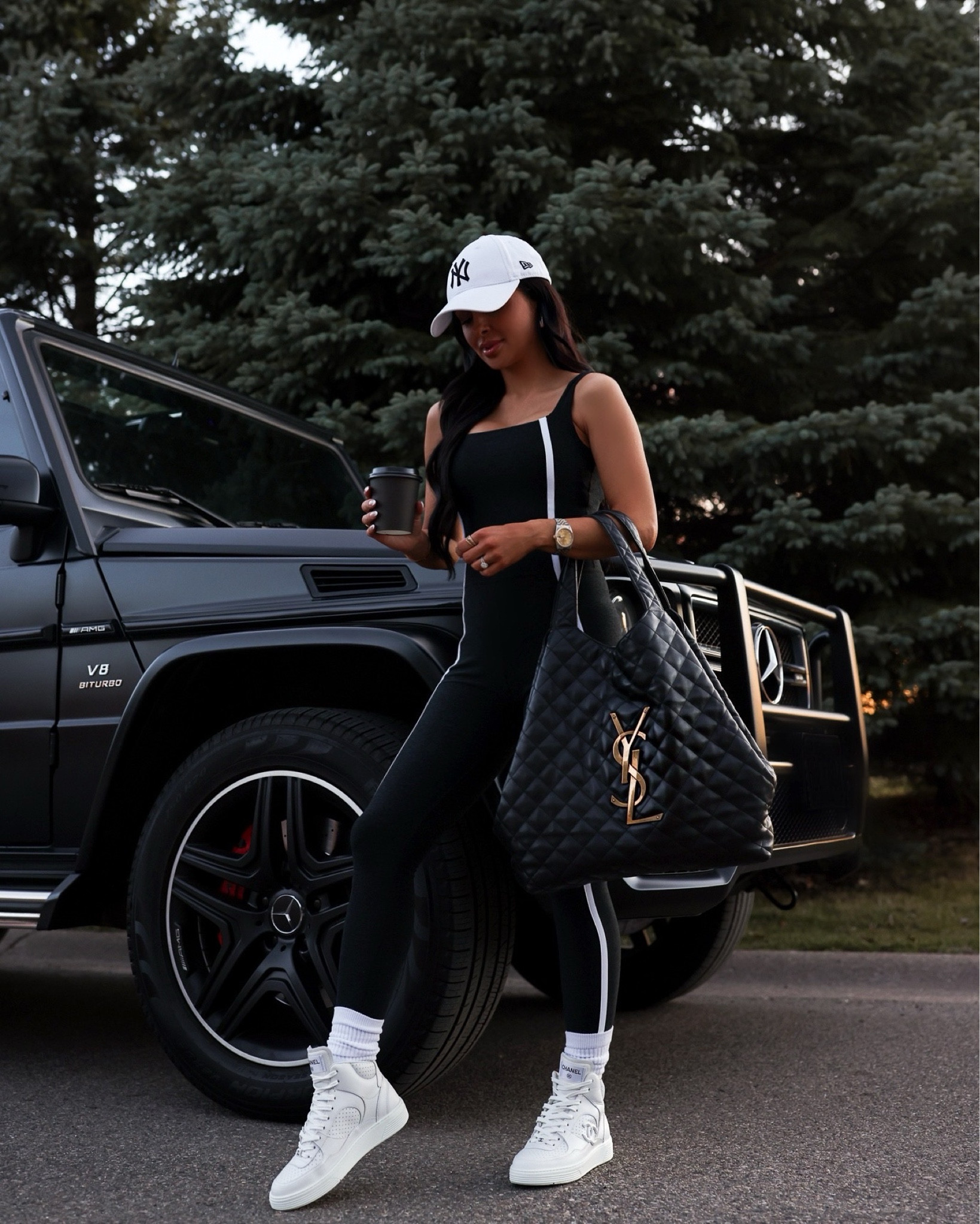 Casual weekend outfit
Revolve jumpsuit / catsuit
High top sneakers 

#LTKTravel #LTKActive #LTKStyleTip