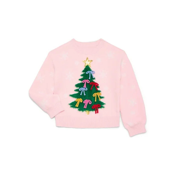 Holiday Time Girls 3D Christmas Tree Sweater with Long Sleeves, Sizes 4-18 & Plus | Walmart (US)