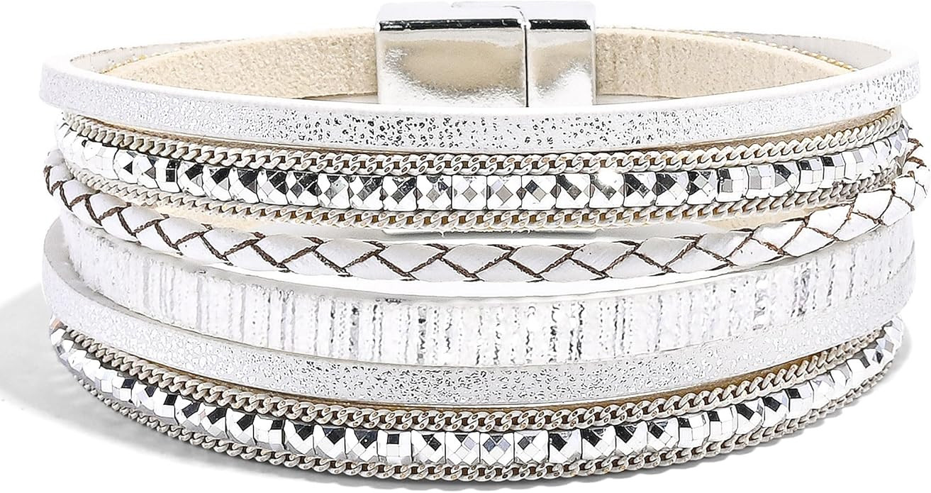 VIBILIA Boho Leather Wrap Bracelets for Women Multi-Layer Bracelets with Strong Clasp Jewelry for... | Amazon (US)