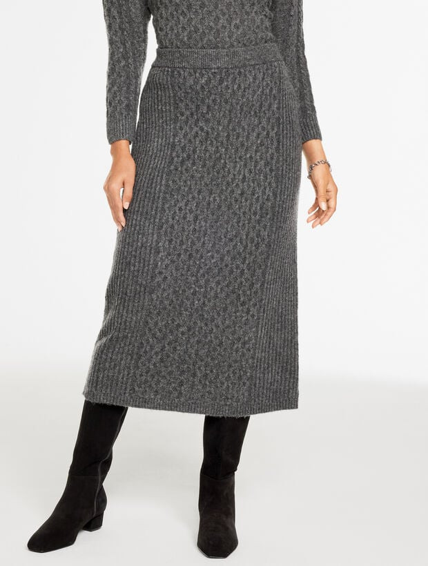Mixed Cable Knit Midi Skirt | Talbots
