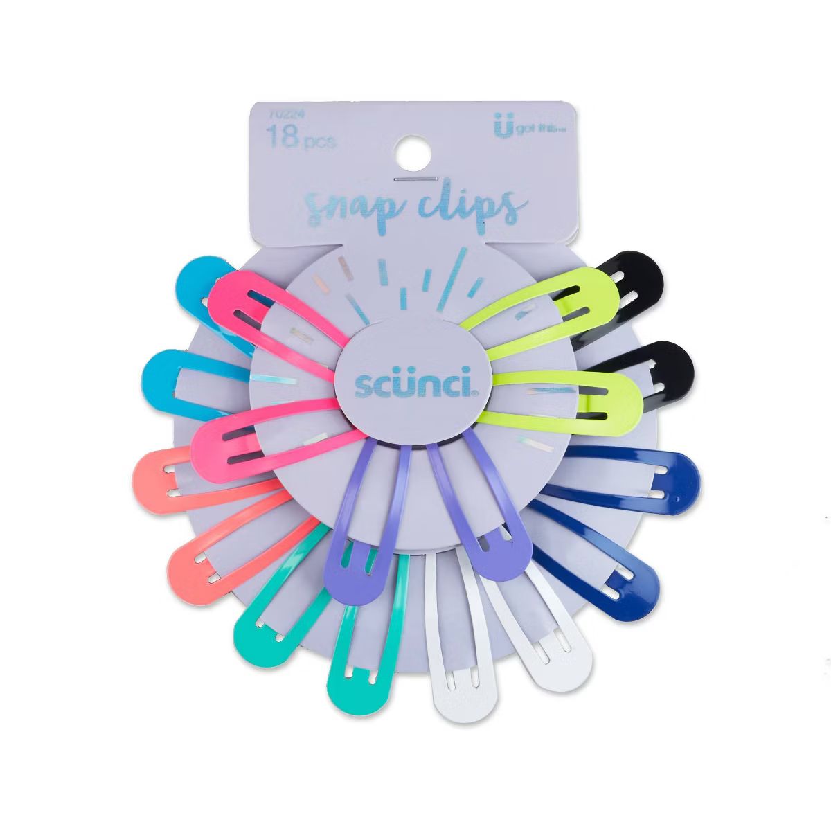 scünci Kids Rounded Metal Snap Clips - Brights - 18pcs | Target