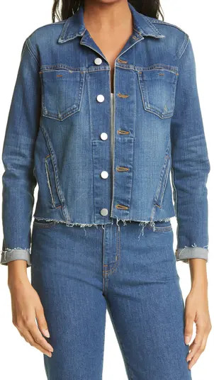 Janelle Raw Cut Slim Denim Jacket | Nordstrom