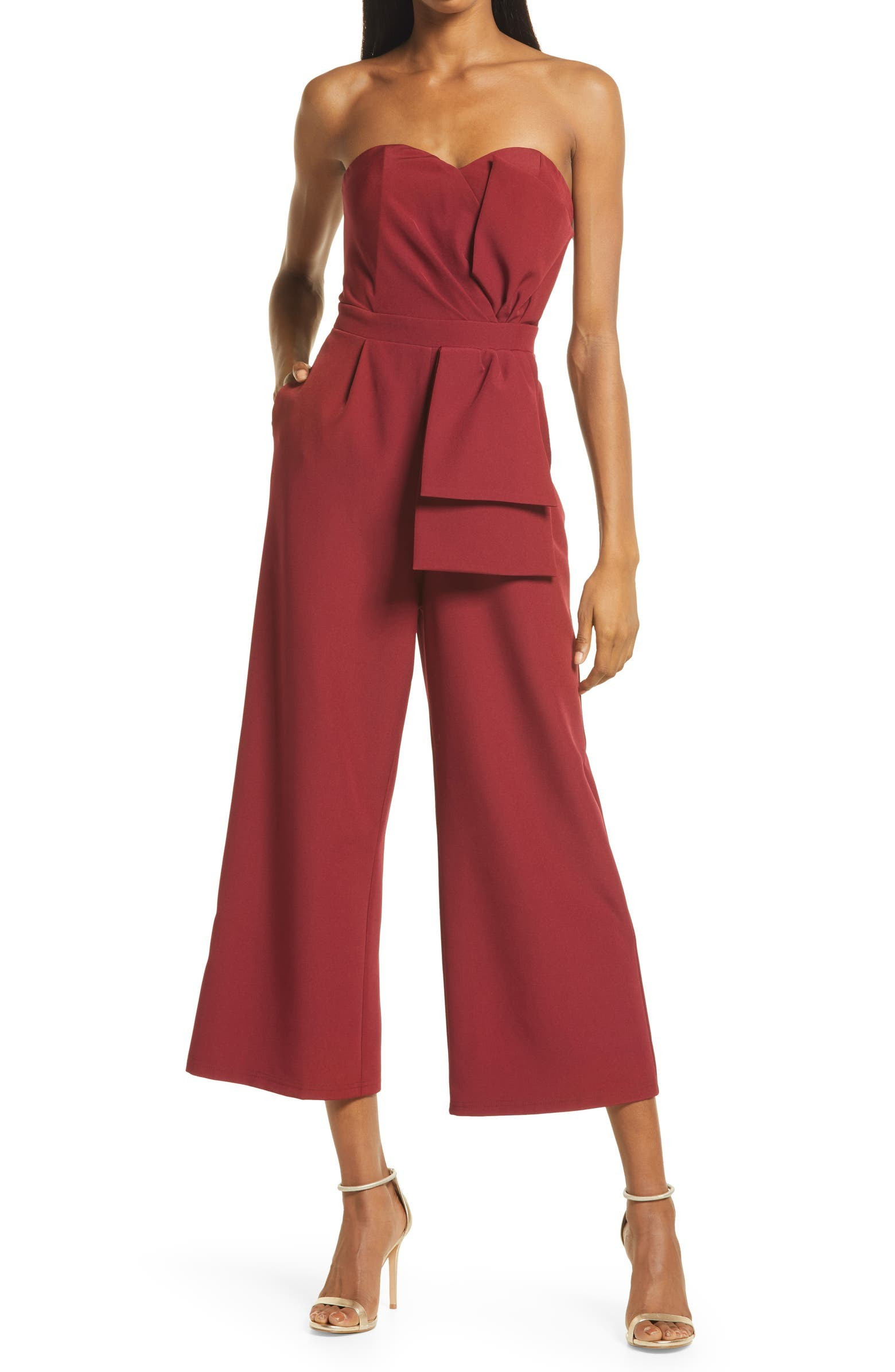 Lulus Won a Heart Strapless Wide Leg Jumpsuit | Nordstrom | Nordstrom