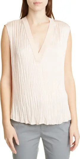 Crushed Sleeveless Double V-Neck Blouse | Nordstrom