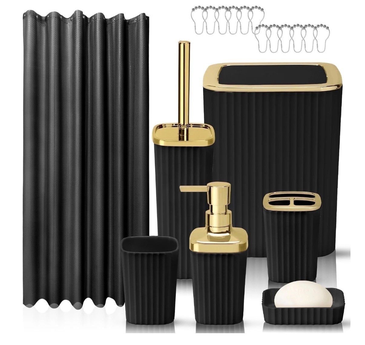 Black & Gold Bathroom with a pop of green 

#LTKHome #LTKmomlife #LTKU