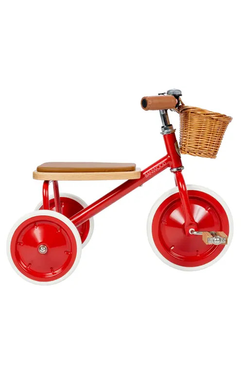 Banwood Tricycle with Wicker Basket in Red at Nordstrom | Nordstrom