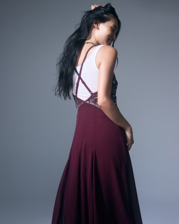 Women's Beaded Plunge Maxi Dress | Women's Party Collection | Abercrombie.com | Abercrombie & Fitch (US)