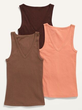 First Layer Rib-Knit V-Neck Tank Tops 3-Pack for Women | Old Navy (US)