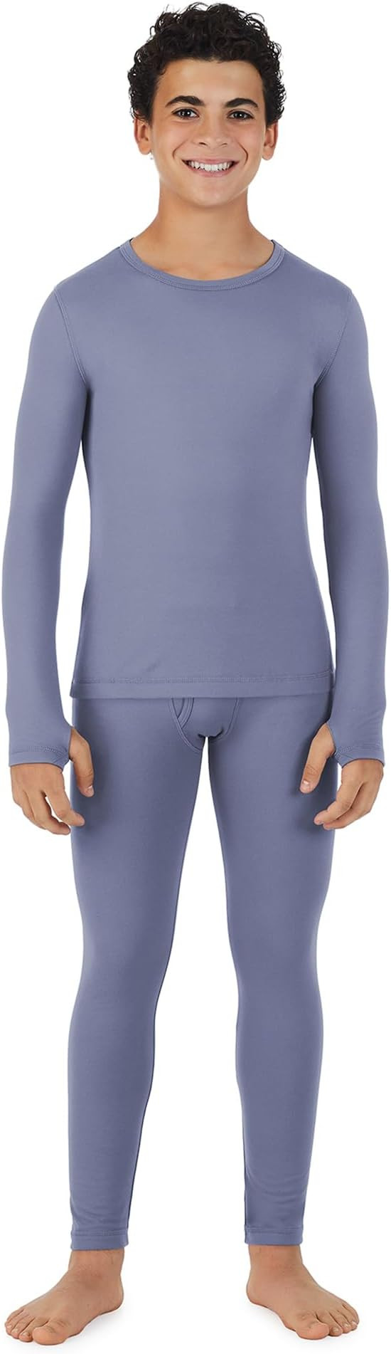 Cuddl Duds Boys Cold Weather Fleece-Lined Thermal Underwear 2-Piece Set - Kids Long Sleeve Top an... | Amazon (US)