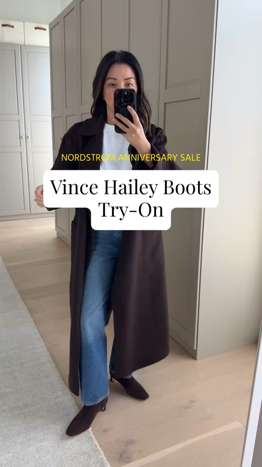 The best heeled ankle bootie from the Nordstrom Anniversary Sale. These are a mix of my Staud and Madewell Dime booties. Truly, the most stunning shape. I like to have some room so I got the 5.5.

Banana Republic coat petite xs - old
J.crew tee medium 
Agolde mid rise 90”s jeans 24. - took my smaller size. Fit like a high rise. 
Vince booties 5.5

#LTKPetite #LTKSaleAlert