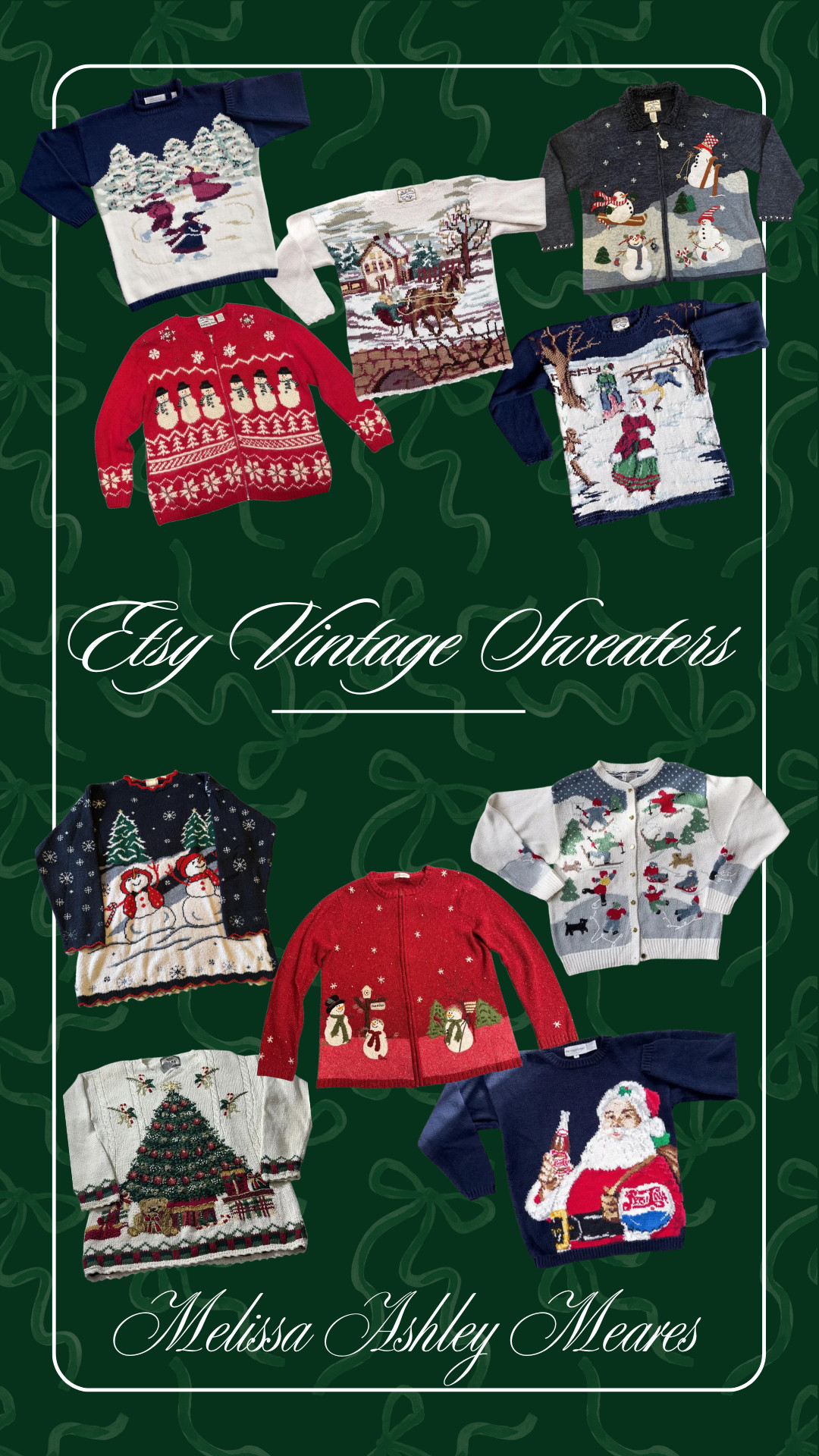 Vintage sweater finds straight from Etsy - all the cozy charm, none of the thrift-store digging. 🤎🧶

Christmas sweater, holiday sweater, ugly Christmas sweater, vintage sweater, vintage Pepsi 

 #etsyfinds #vintagestyle #cozylayers #fallfashion #winterstyle #vintageknits #LTKGiftGuide #LTKHoliday #LTKSeasonal