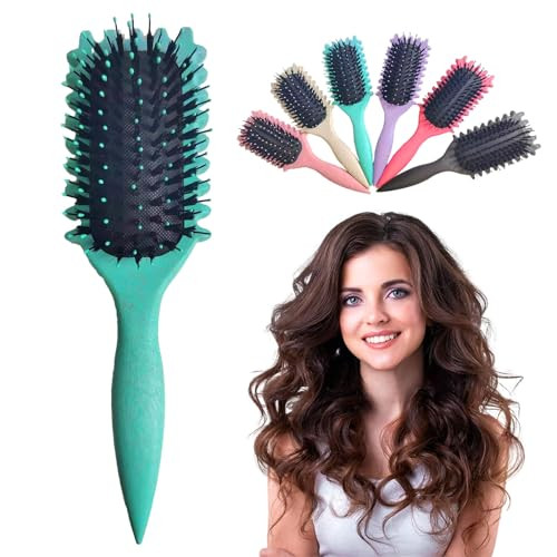 Curl Defining Brush New Candybrush Premium Boar Bristle Curly Hair Brush for Perfectly Shaped and Defined Curls Detangling and Styling Hairbrush (Green) | Amazon (US)