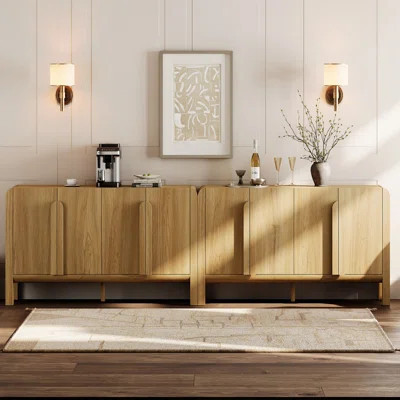 Set Of 2 Mid-Century 63" Wood Sideboard Buffet Cabinet With Storage, Modern Credenza With Doors And Adjustable Shelves For Kitchen Living Room, Dining | Wayfair North America