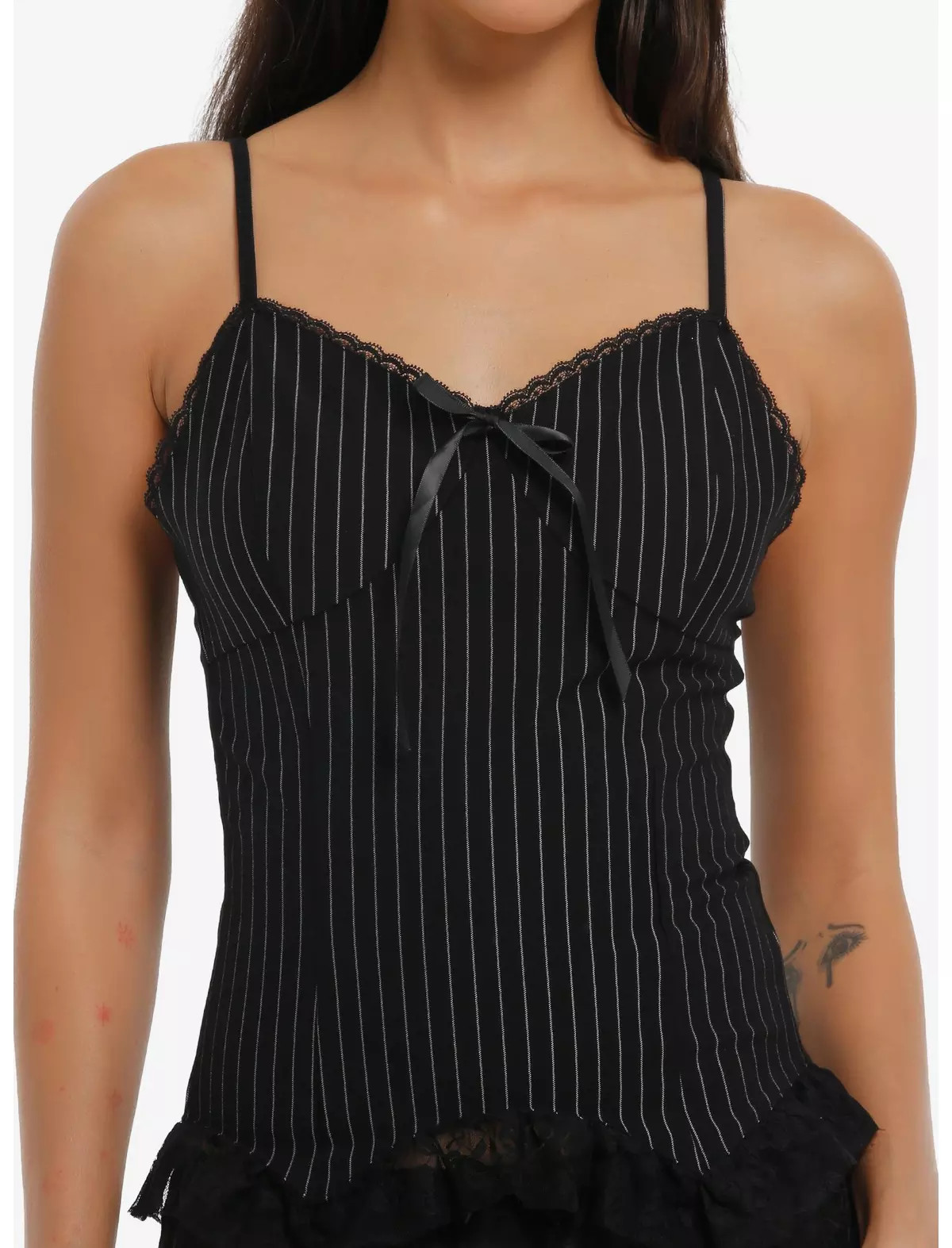 Black Pinstripe Lace Girls Cami | Hot Topic | Hot Topic