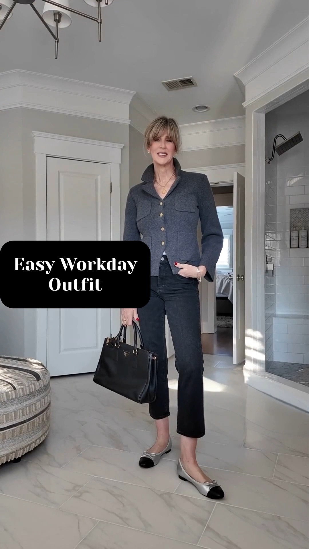 Easy everyday style.  This is what I’m wearing to work.  

A sweater blazer, a great fitting pair of jeans, ballet flats and a reliable tote bag I’ve had for over 15 years.  One of my best investment purchases of all time.  

Everything runs true to size.  

What to wear to work, work outfits, 9 to 5

#LTKootd #LTKSeasonal #LTKOver40