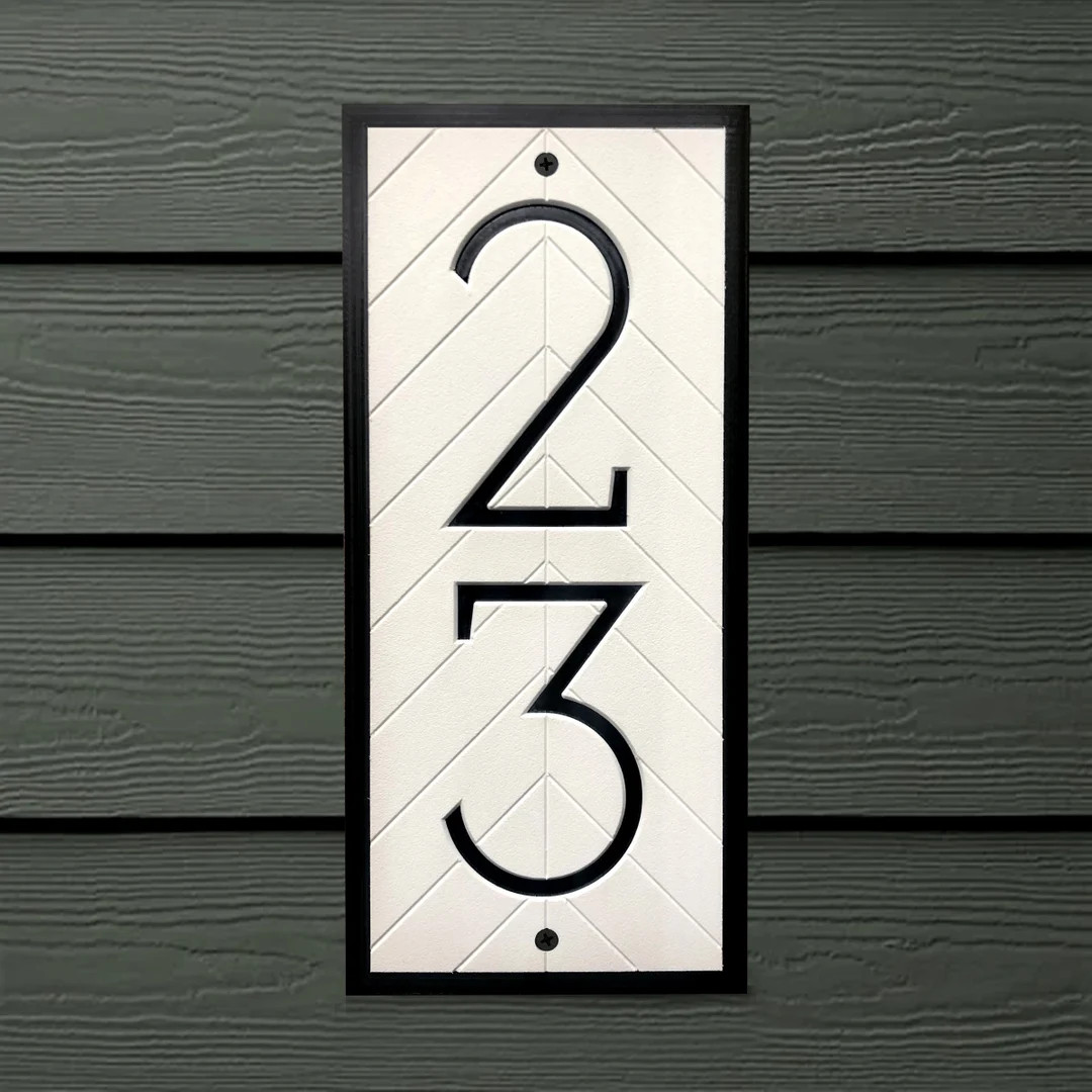 Modern House Numbers - Address Sign Vertical Plaque | Etsy (US)