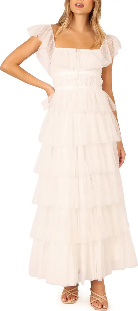 Belle Swiss Dot Tulle Tiered Maxi Dress | Nordstrom