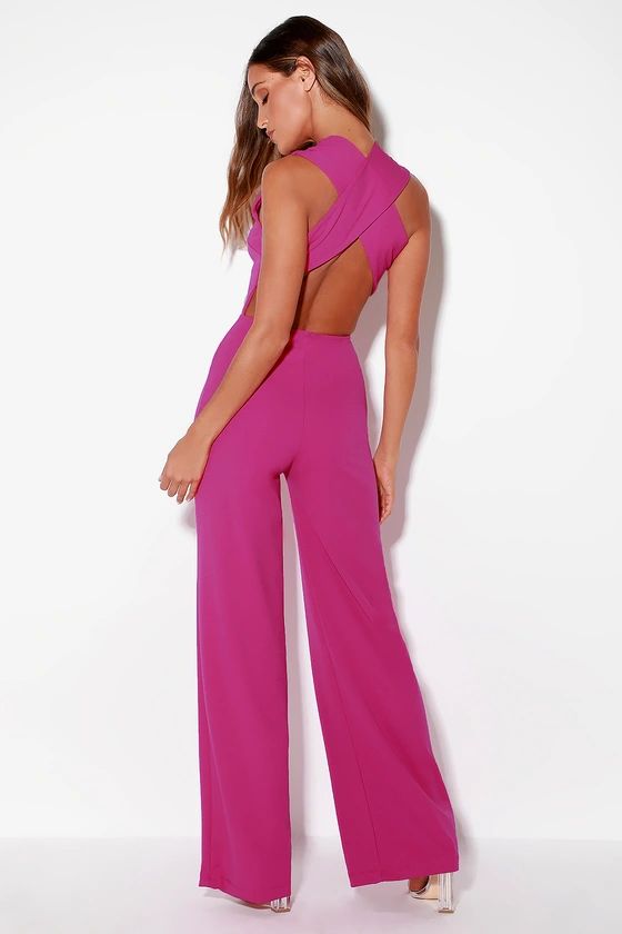 Thinking Out Loud Magenta Backless Jumpsuit | Lulus (US)