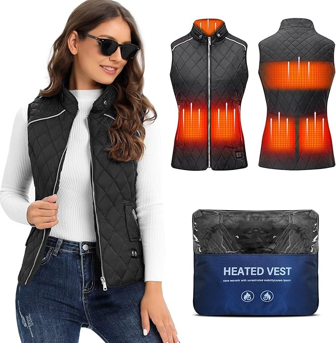 SEMANJLL Heated Vest for Women, Stand Collar 6 Heated Zones Neck Heated Women Heated Vest(10400mA... | Amazon (US)