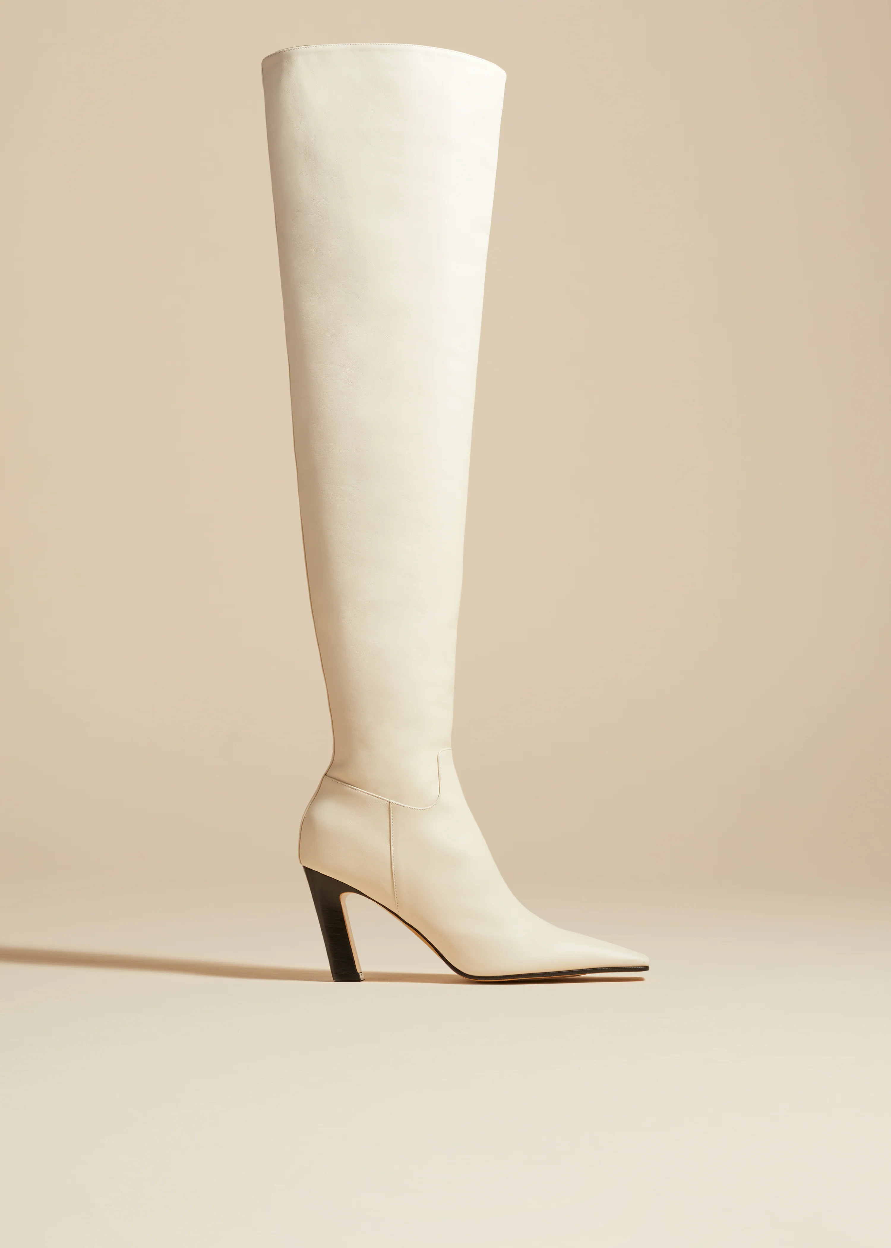 KHAITE - The Marfa Over-The-Knee-High Boot In Off-White Leather | Khaite