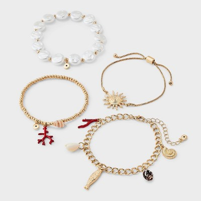 Sealife Stretch and Chain Bracelet Set 3pc - Universal Thread™ Gold | Target