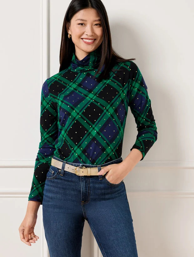 Classic Turtleneck – Black Watch Plaid | Talbots