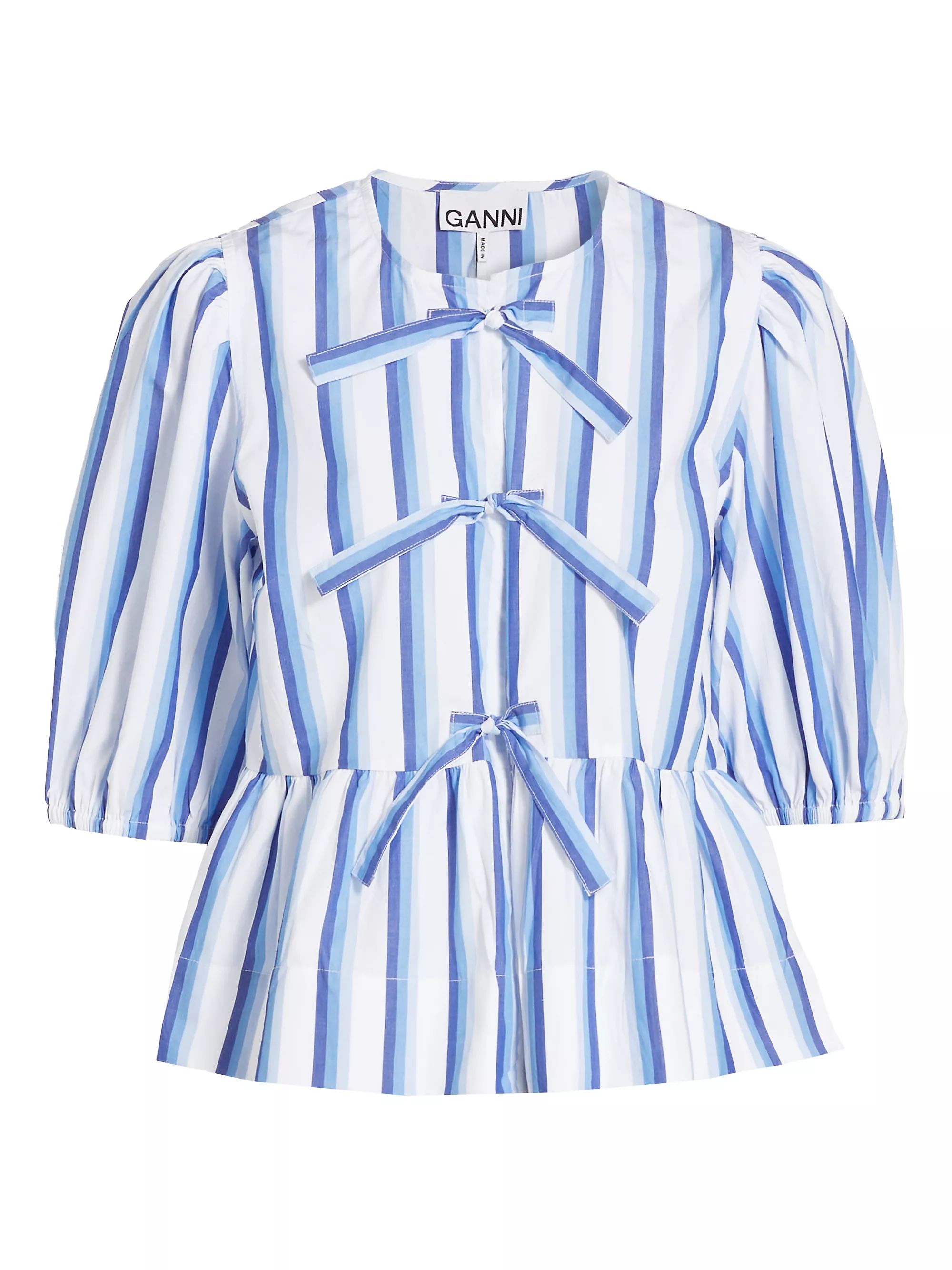 Striped Cotton Tie-Front Blouse | Saks Fifth Avenue