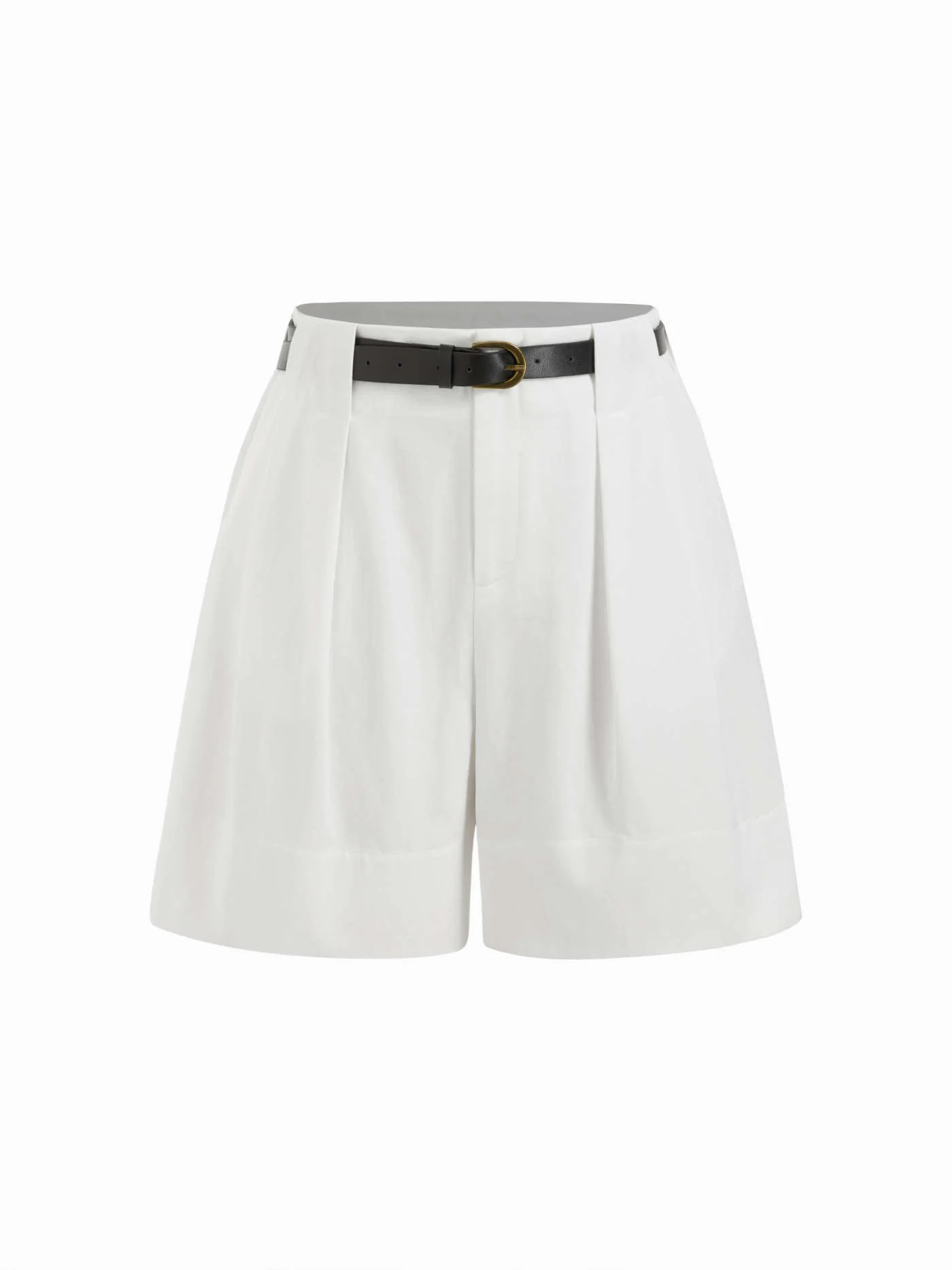 Cotton-blend Mid Rise Pleated Shorts With Belt \u00a335.90 | Cider
