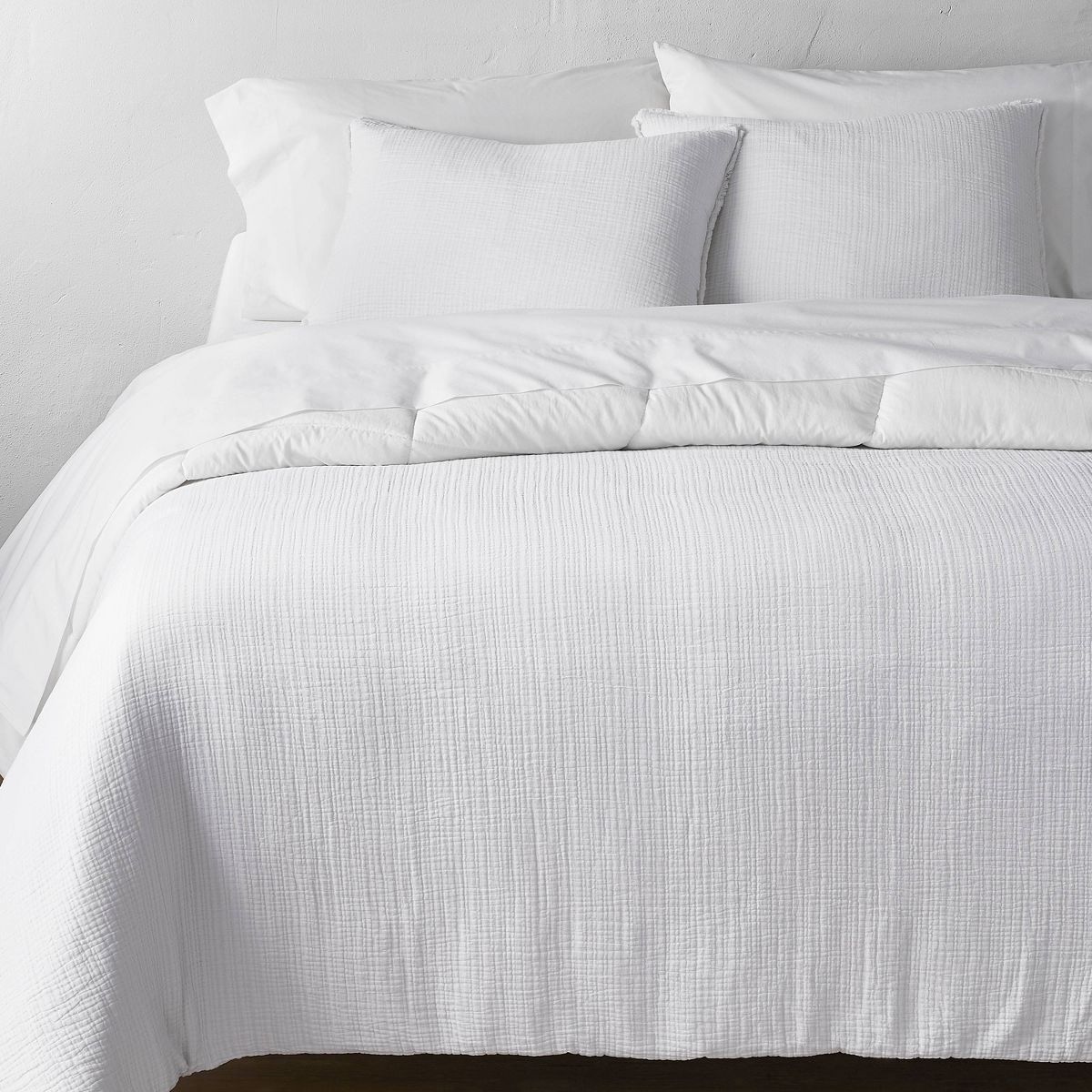 Full/Queen Textured Chambray Cotton Comforter & Sham Set White - Casaluna™ | Target