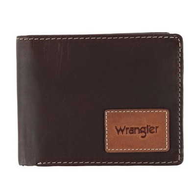 Wrangler Men's Leather Bifold Wallet with Tracker Tag Pocket, Brown | Target