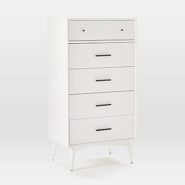 Mid-Century 5-Drawer Dresser, White | West Elm (US)