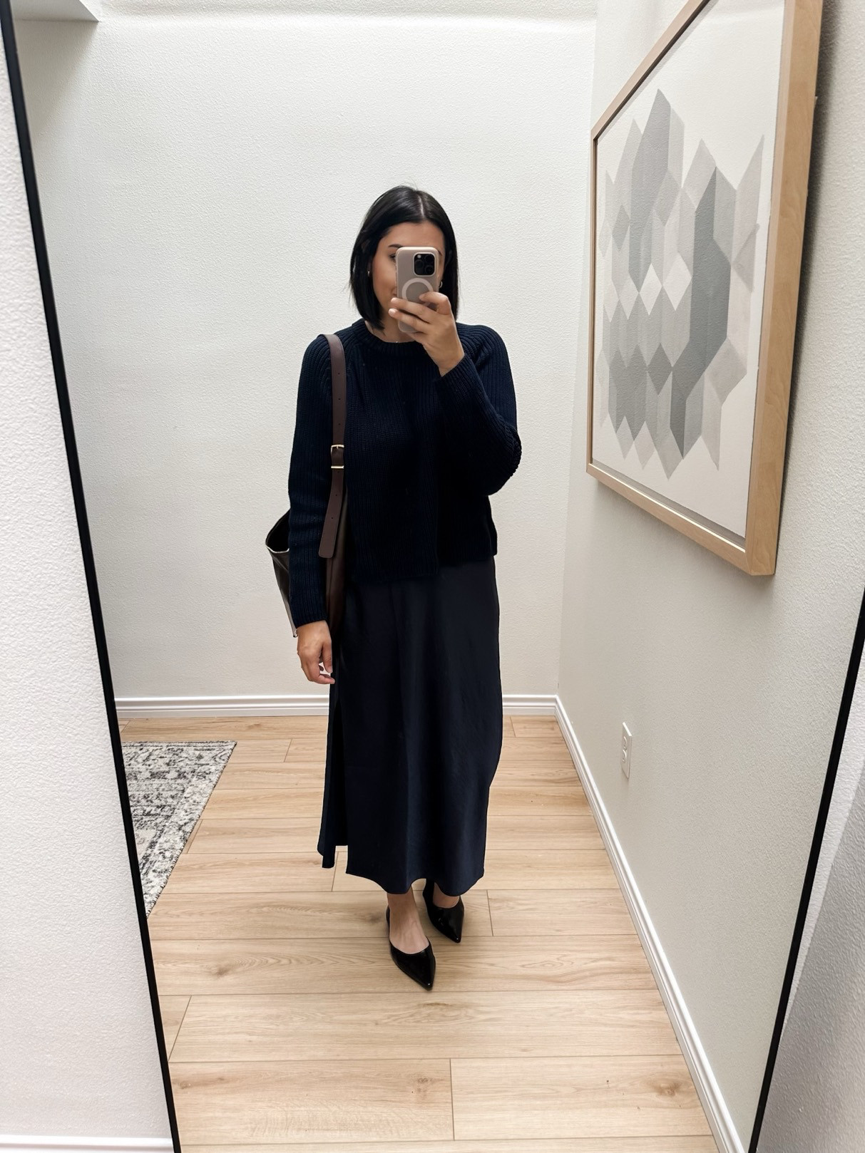 I love this under $50 sweater -- it's 100% cotton. It runs true to size, I'm in the large. 

I'm in the 8 of the Madewell skirt -- on sale now!  

 