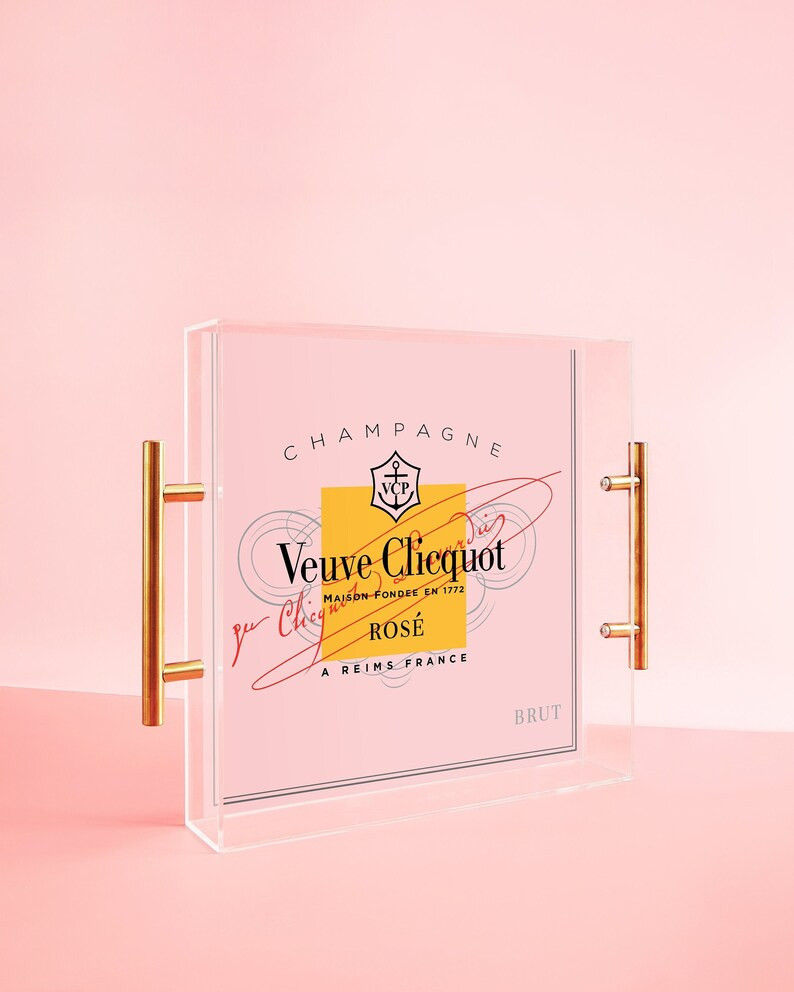 Large Acrylic Tray with Gold Handles | Rose All Day Pink Champagne Pattern - Perfect for keys, ca... | Etsy (US)