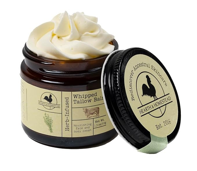 Handmade Whipped Tallow Balm (Unscented/Herb-Infused) - Organic Body Butter with Infused Olive Oi... | Amazon (US)