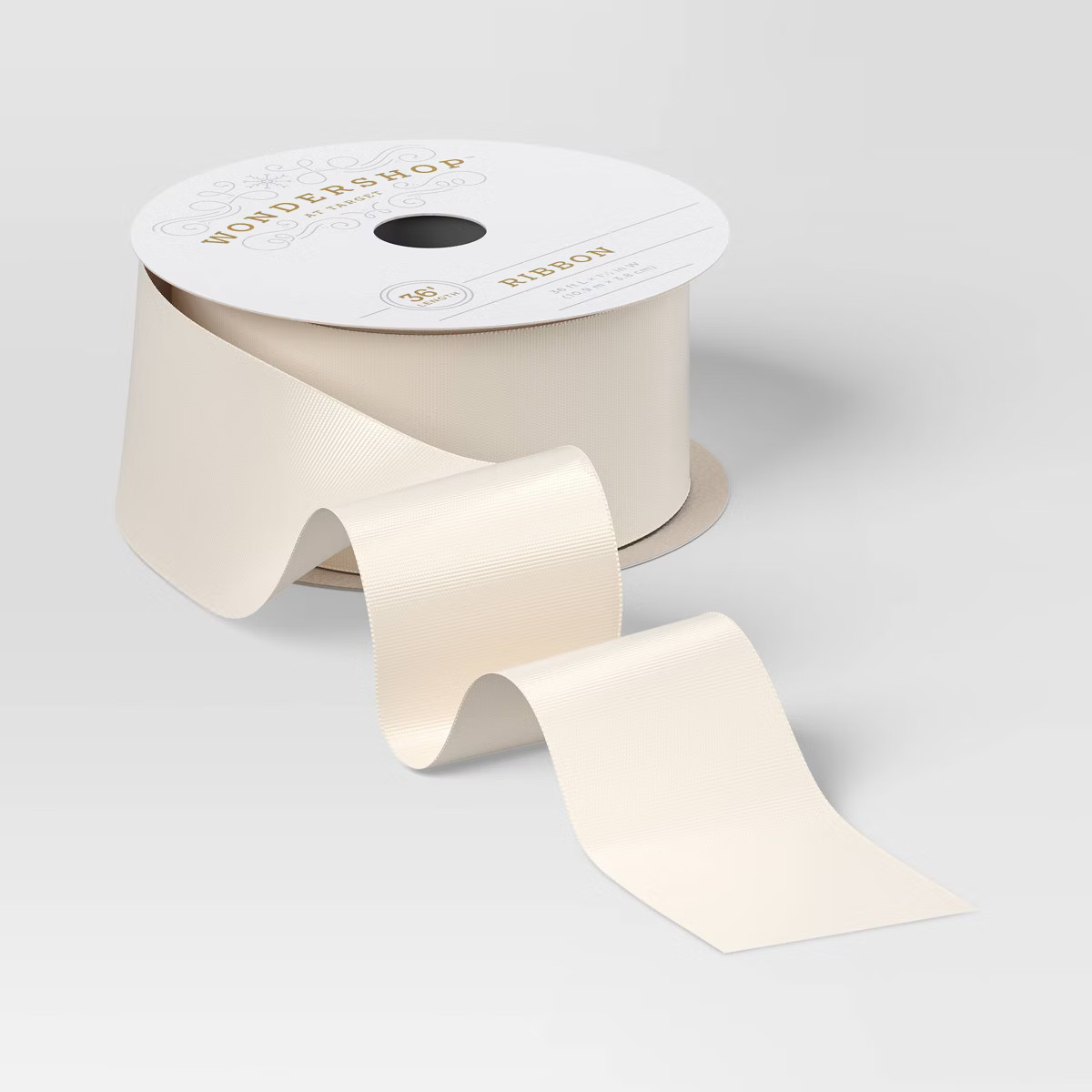 36' Christmas Holiday Cheer Premium Ribbon Ivory Satin - Wondershop™ | Target