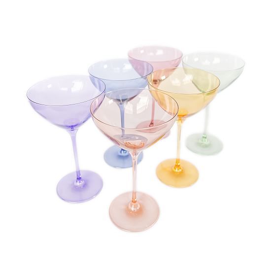 Estelle Colored Glass Martini Glass Set Mixed | West Elm (US)