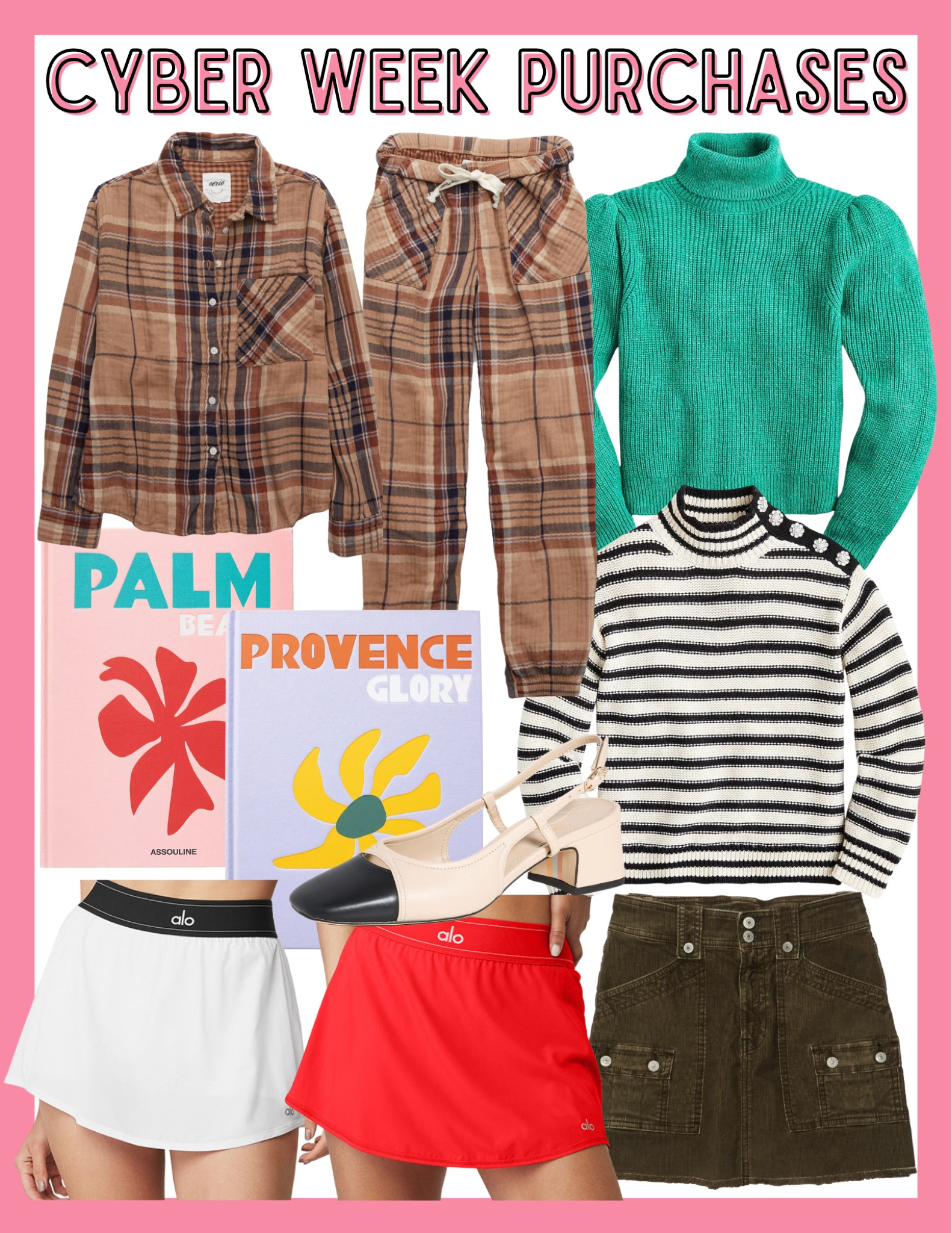 UP TO 50% OFF
brown plaid pajamas / turquoise sweater / utility skirt / utility mini skirt / red workout skirt / Alo yoga skirt / coffee table books 

#LTKsalealert #LTKCyberweek #LTKSeasonal
