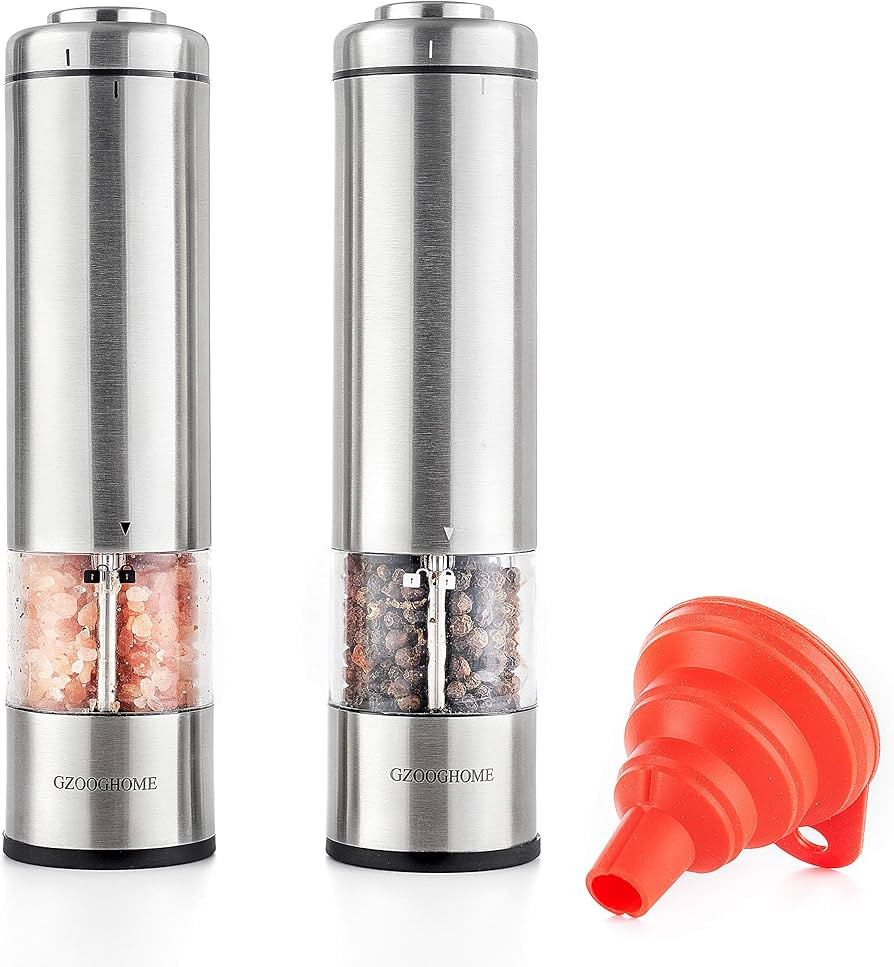 GZOOGHOME Electric Salt and Pepper Mill Grinder Set - Battery Operated Automatic One Handed Peppe... | Amazon (US)