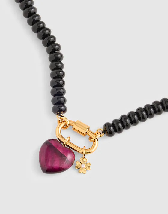 Semiprecious Beaded Heart Charm Necklace | Madewell