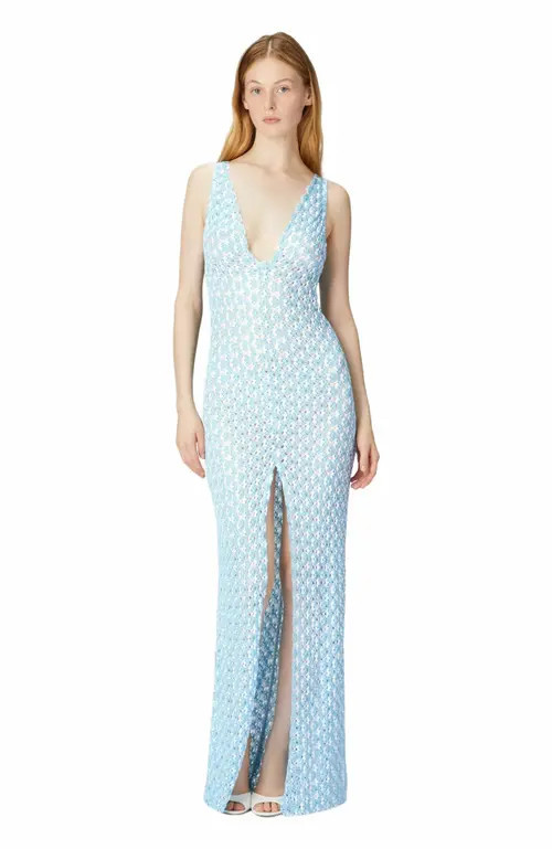 Missoni Long Cover-up With Open Back in Light Blue at Nordstrom, Size 44 It | Nordstrom