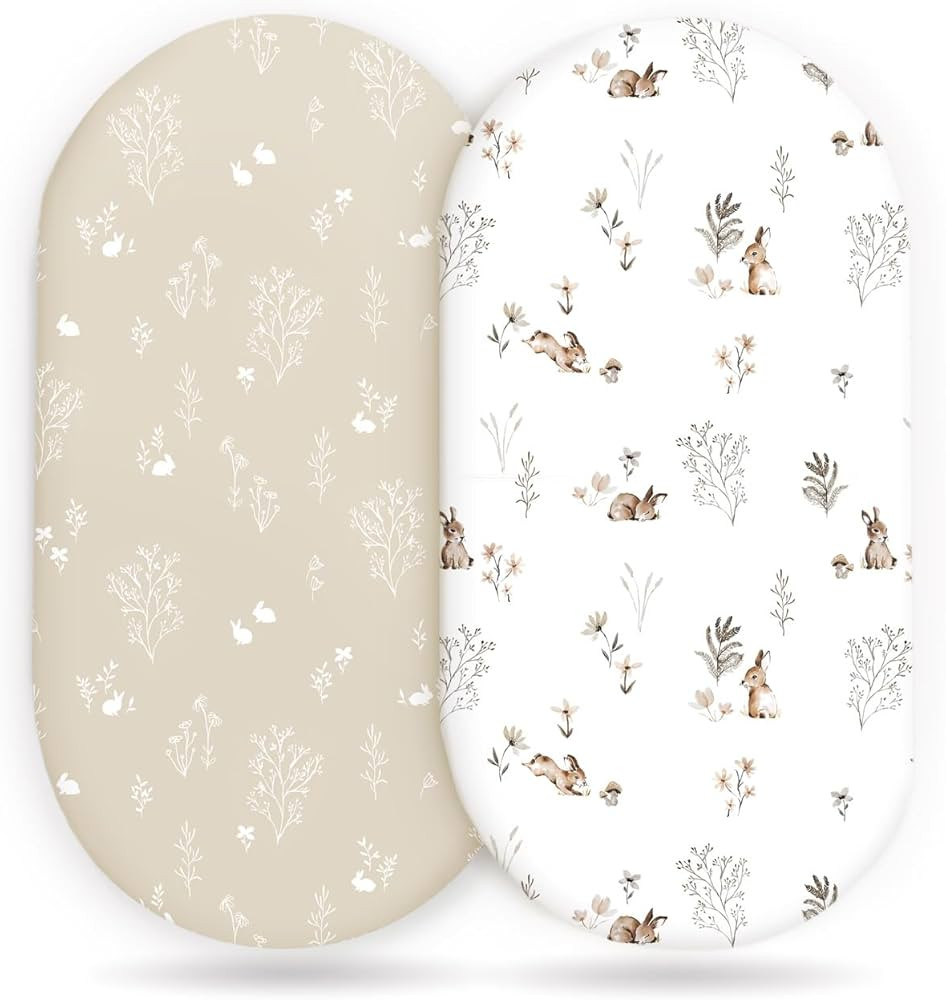 GRSSDER Stretch Ultra Soft Fitted Bassinet Sheet Set 2 Pack, Universal Fit for Bassinets Baby Cra... | Amazon (US)