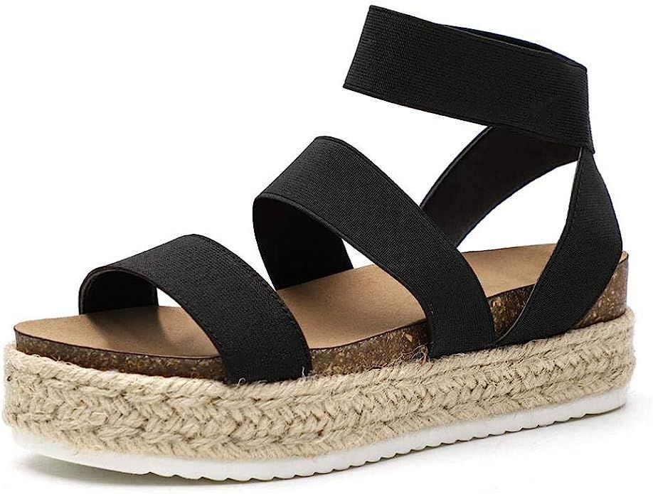YYW Platform Espadrille Sandals for Women Open Toe Stretch Ankle Strap Studded Shoes Summer Platf... | Amazon (US)