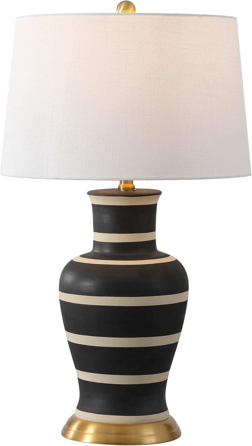 JONATHAN Y Julian Classic Ceramic Urn Metal LED Table Lamp 29", Black/Beige | Amazon (US)