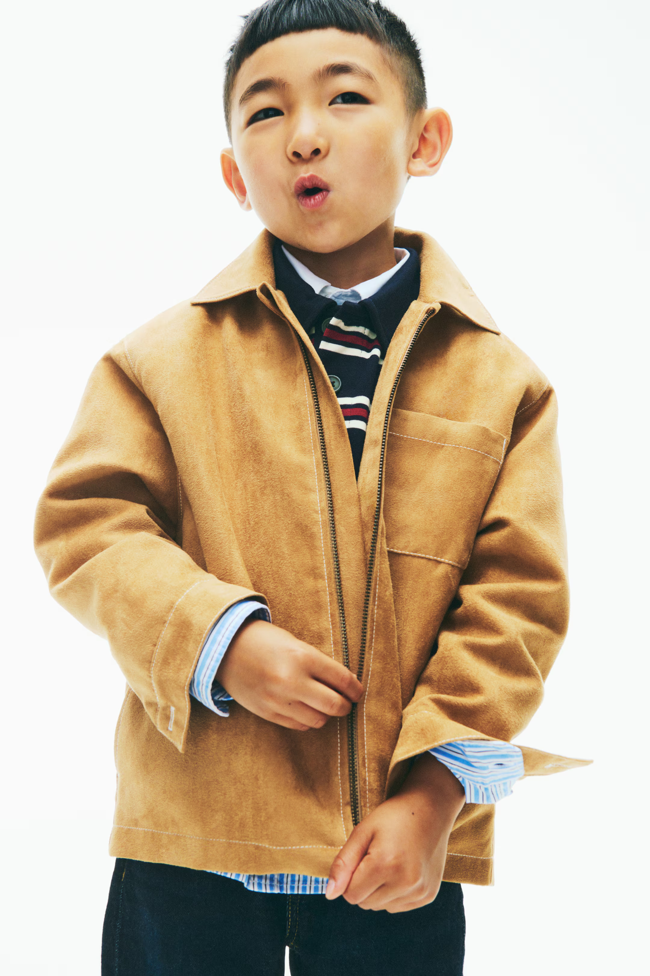 Loose-fit overshirt - Round neck - Long sleeve - Beige - Kids | H&M GB | H&M (UK, MY, IN, SG, PH, TW, HK)