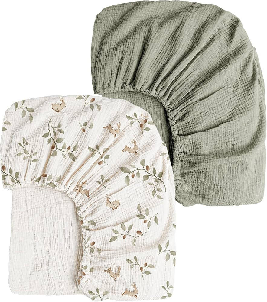 Konssy Muslin Crib Sheets 2 PCS, 100% Cotton Baby Crib Sheets for Standard Crib Mattress (28"x 52... | Amazon (US)